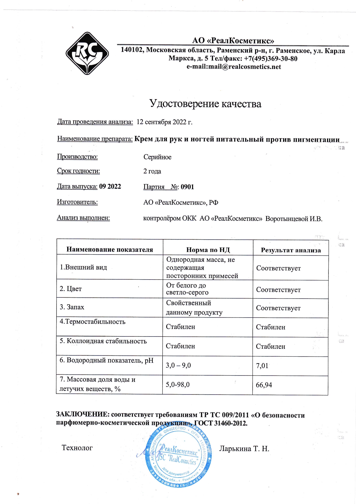 Паспорт №0920220901